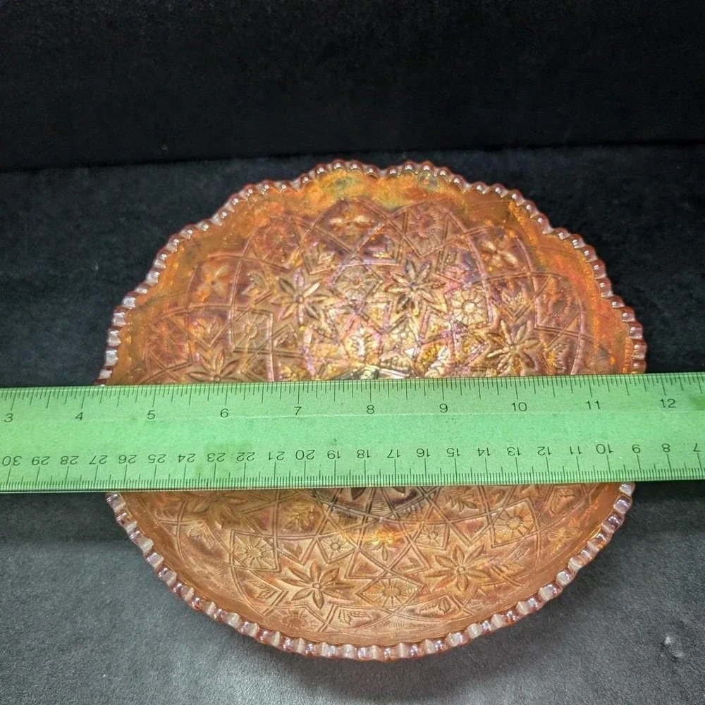 Imperial Hattie Marigold Carnival Glass Bowl, Glassware, Iridescent Centerpiece‎